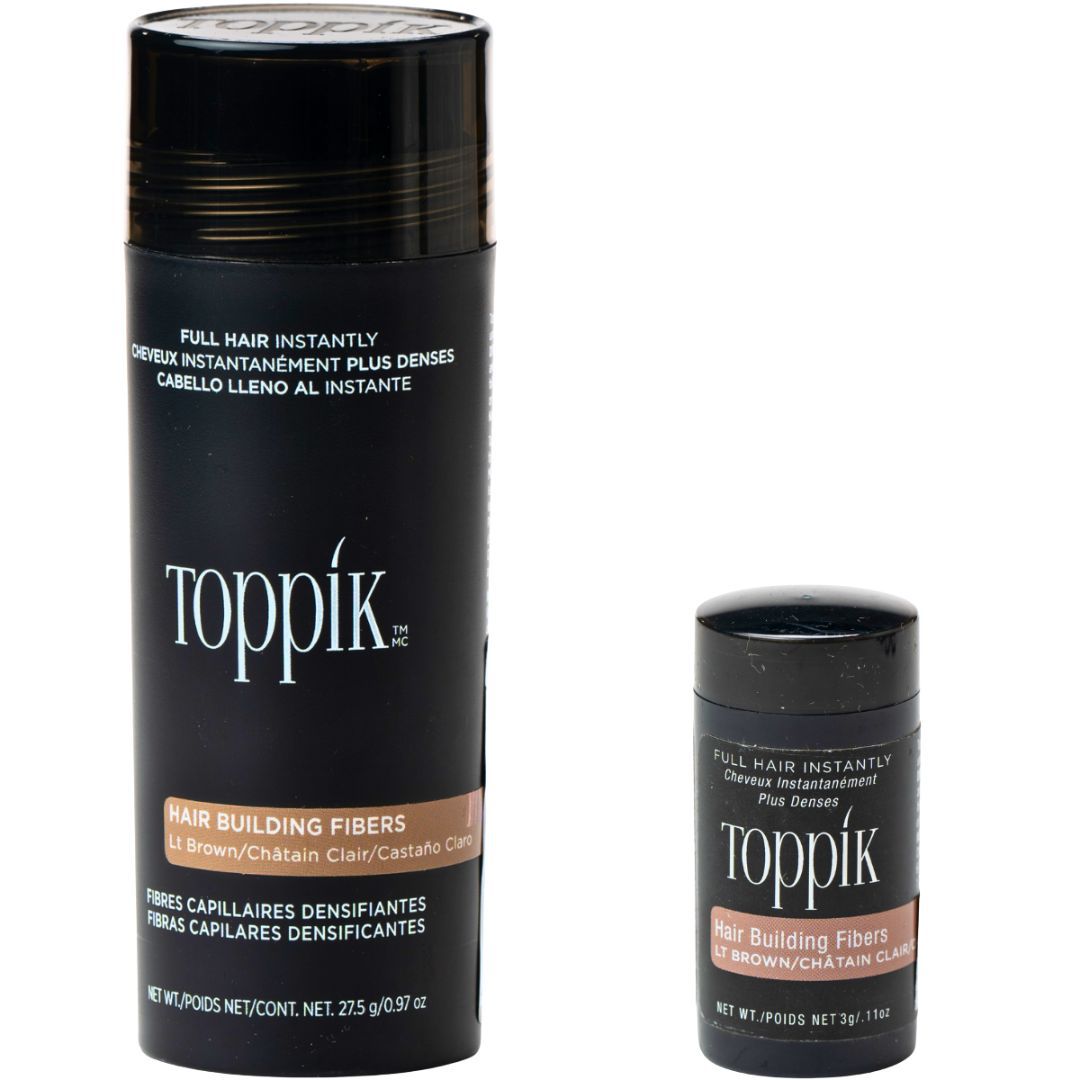 Toppik סיבי שיער טופיק צבע חום בהיר 27.5 גרם + אריזת נסיעות 3 גרם מתנה Toppik סיבי שיער טופיק צבע חום בהיר 27.5 גרם + אריזת נסיעות 3 גרם מתנה