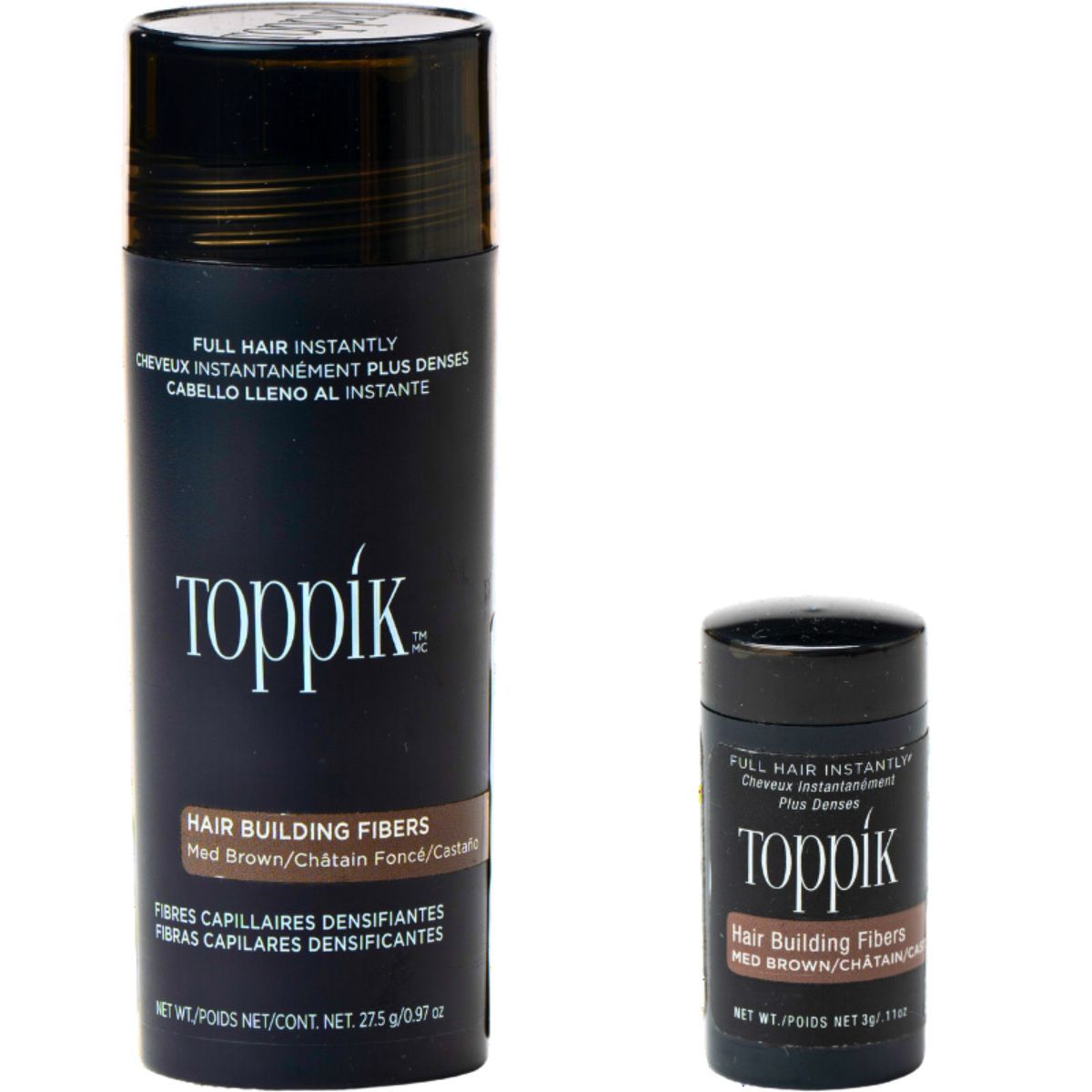 Toppik סיבי שיער טופיק צבע חום בינוני 27.5 גרם + אריזת נסיעות 3 גרם מתנה Toppik סיבי שיער טופיק צבע חום בינוני 27.5 גרם + אריזת נסיעות 3 גרם מתנה