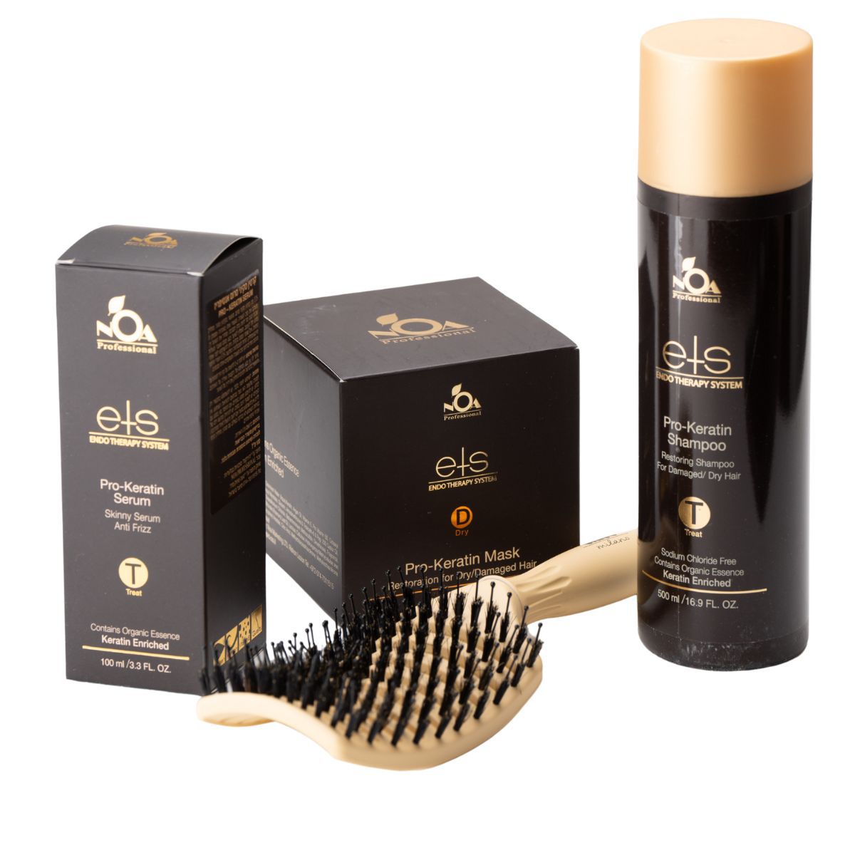 ערכה לשיער ETS PRO KERATIN לשיקום שיער יבש ופגום שמפו, מסכה, סרום + מברשת מתנה ערכה לשיער ETS PRO KERATIN לשיקום שיער יבש ופגום שמפו, מסכה, סרום + מברשת מתנה