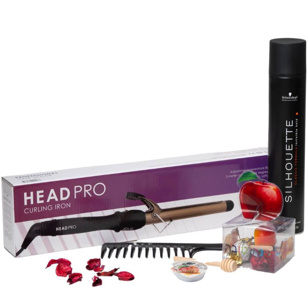 מארז חגיגי מסלסל שיער קרמי מקצועי HEAD PRO +ספריי שיער סילואט סופר שוורצקופף + מסרק רחב שיניים לתלתלים מארז חגיגי מסלסל שיער קרמי מקצועי HEAD PRO +ספריי שיער סילואט סופר שוורצקופף + מסרק רחב שיניים לתלתלים