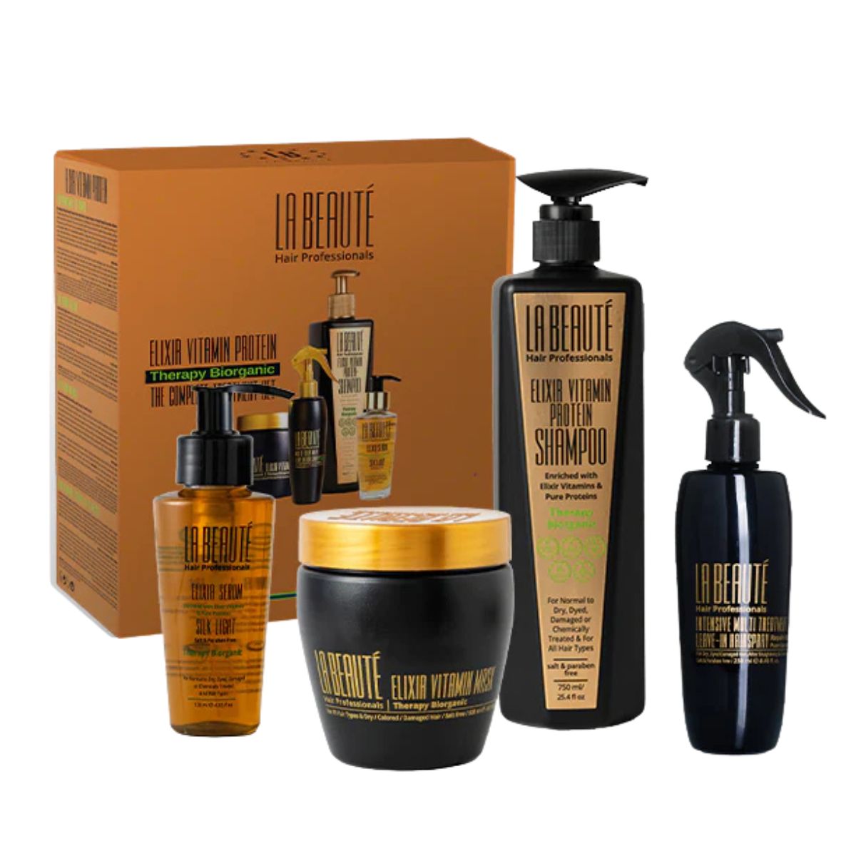 מארז חגיגי אלקסיר ELIXIR לה בוטה שמפו+מסכה+סרום ומסכה ללא שטיפה לשיער מארז חגיגי אלקסיר ELIXIR לה בוטה שמפו+מסכה+סרום ומסכה ללא שטיפה לשיער