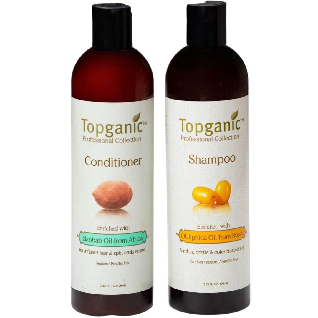 שמפו + מרכך אובליפיחה TOPGANIC לשיער דק, שביר וצבוע טופגניק 400 מ"ל שמפו + מרכך אובליפיחה TOPGANIC לשיער דק, שביר וצבוע טופגניק 400 מ"ל