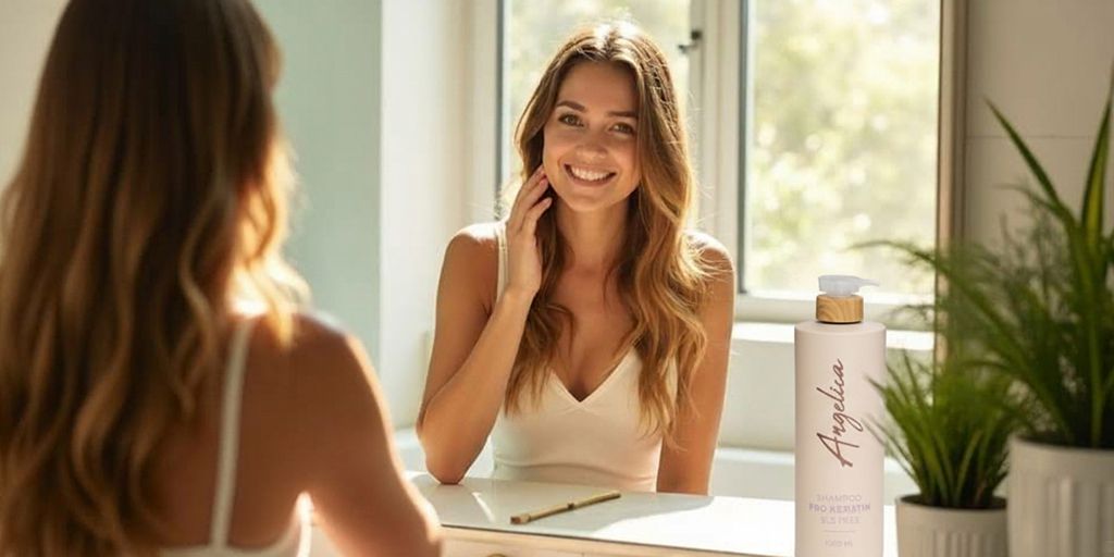 בחורה עם טיפוח שיער נכון בעזרת שמפו לשיער מתאים